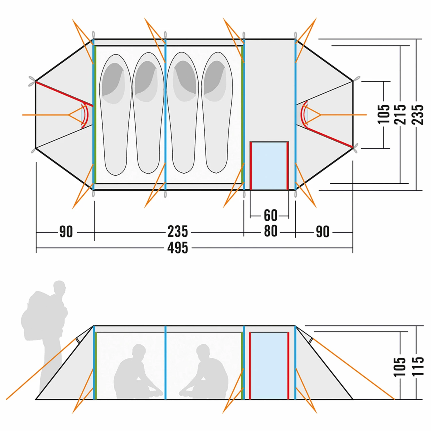 Tatonka Tunnelzelt Alaska 4 PU Light Oliv – Bild 9