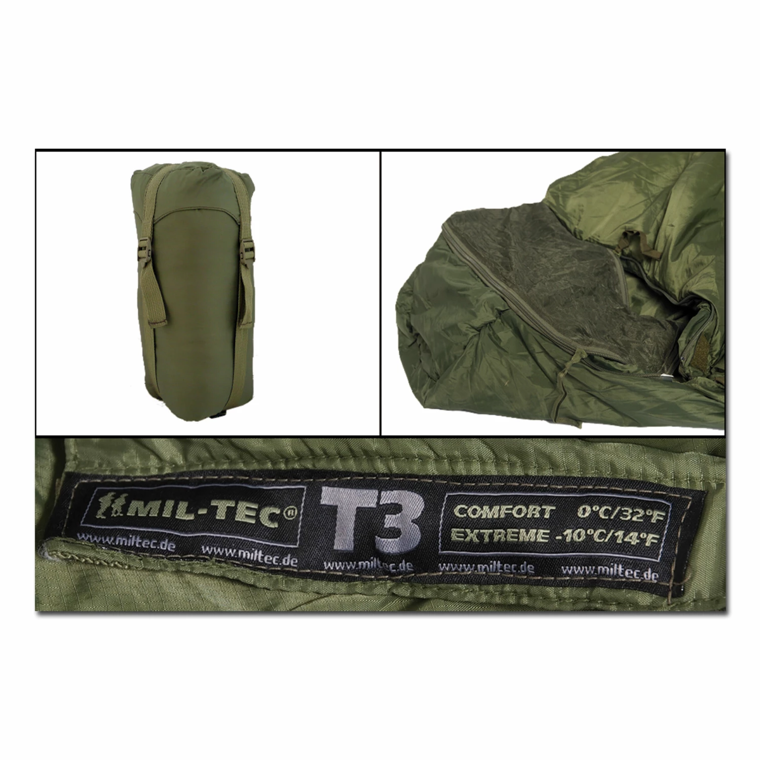 Schlafsack Tactical 3 Oliv – Bild 2