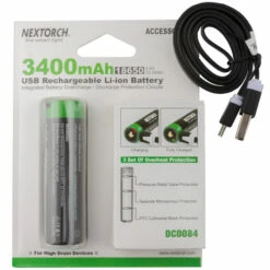 Nextorch Akku 18650 USB Li-Ion 3.6V 3.400 MAh