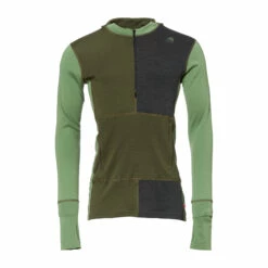Aclima Hoodie WarmWool Sweater Zip Olive Night Dill Melange