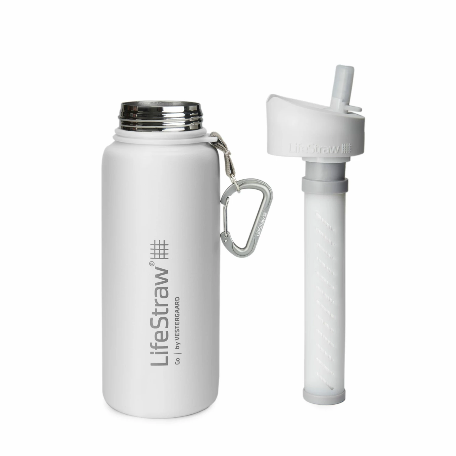 LifeStraw Wasserflasche Go Edelstahl Mit Filter 0.7 L Weiß – Bild 2