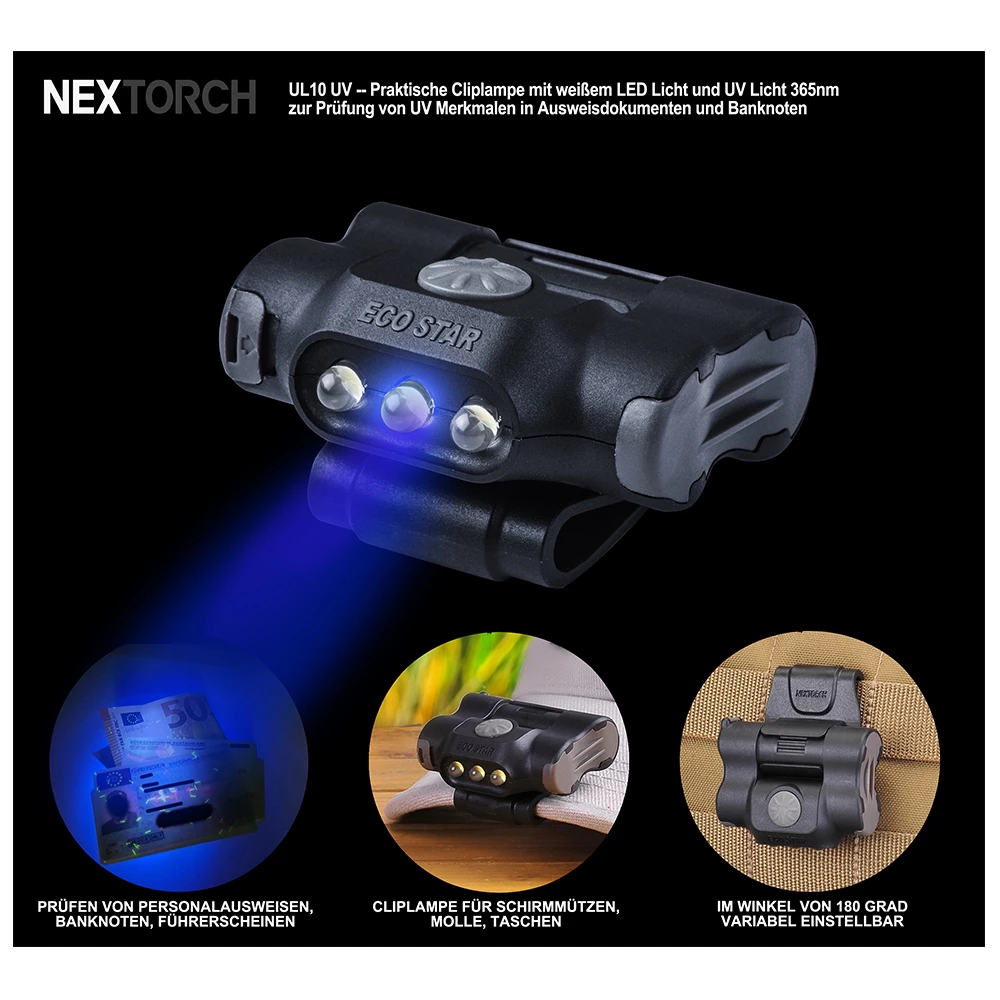 Nextorch Cliplampe UL10UV Schwarz – Bild 2
