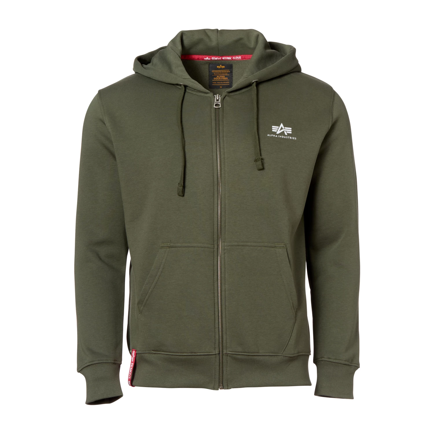 Alpha Industries Pullover Basic Zip Hoodie SL Dark Olive