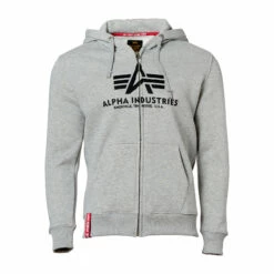 Alpha Industries Pullover Basic Zip Hoodie Grey Heather