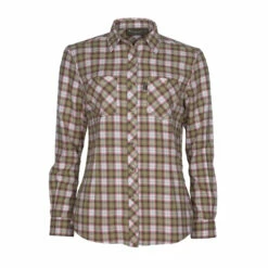 Pinewood Flanellbluse Felicia Grün Weiß Frauen